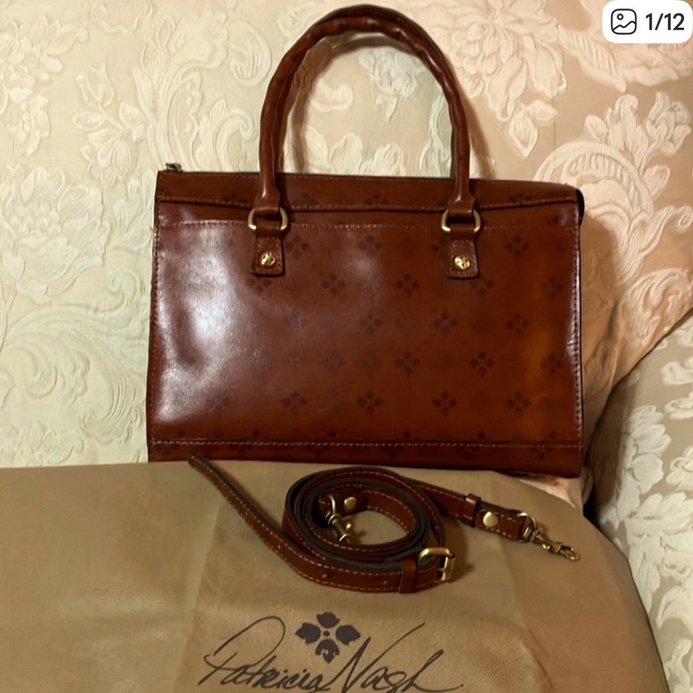Patricia Nash, Paris, genuine, leather satchel & crossbody bag